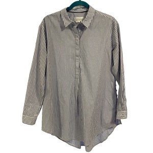 Anthropologie Blue and White Stripe Oversized Dress-Shirt‎ Size S